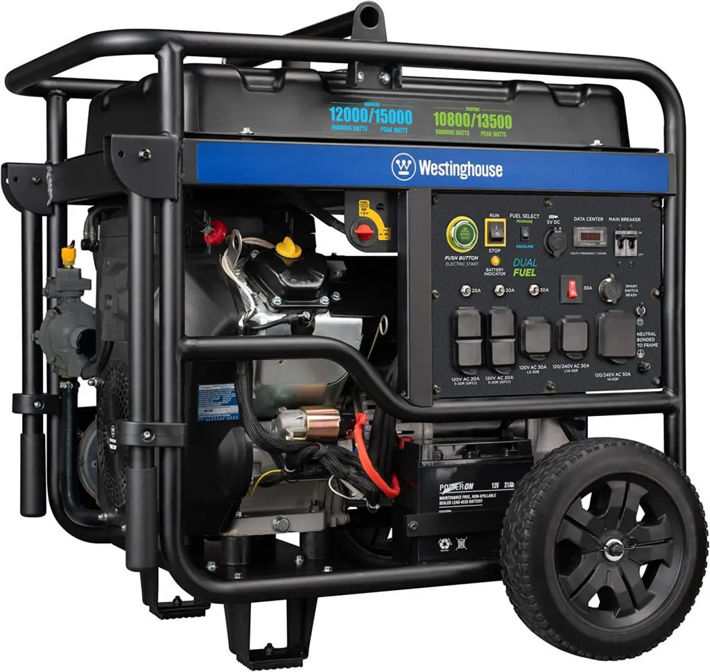 Westinghouse Outdoor Power Equipment 15000 Peak Watt Dual Fuel Home Backup Portable Generator