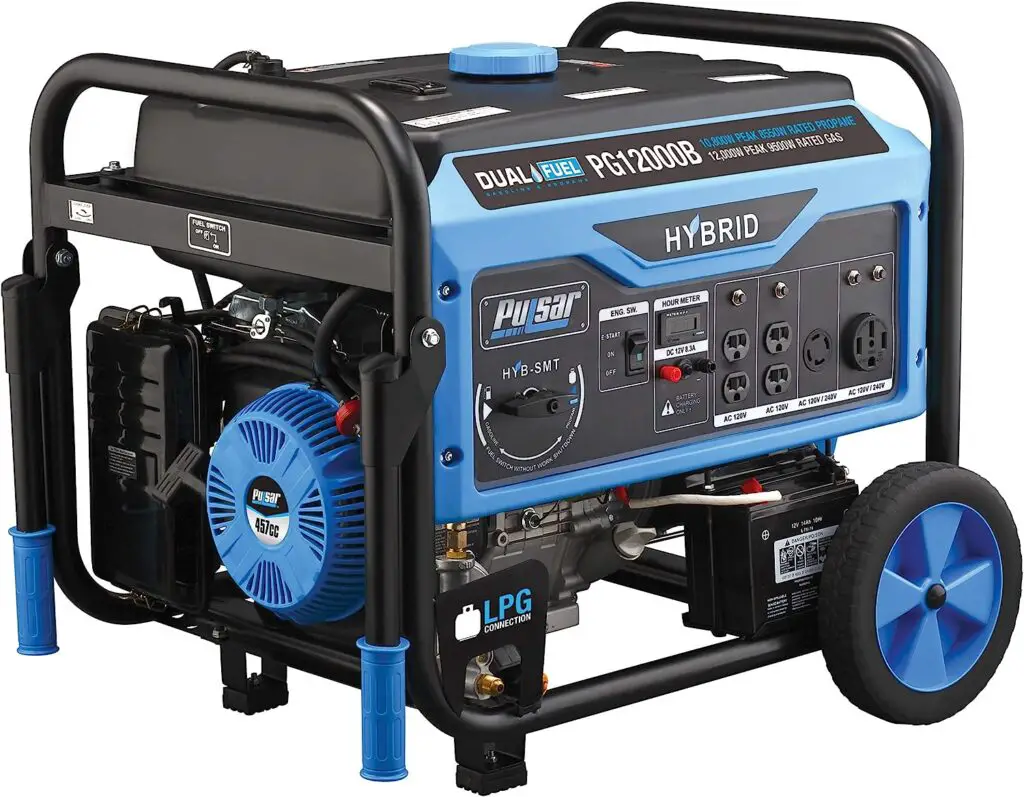 Pulsar 12,000W Dual Fuel Portable Generator with Electric Start and Switch