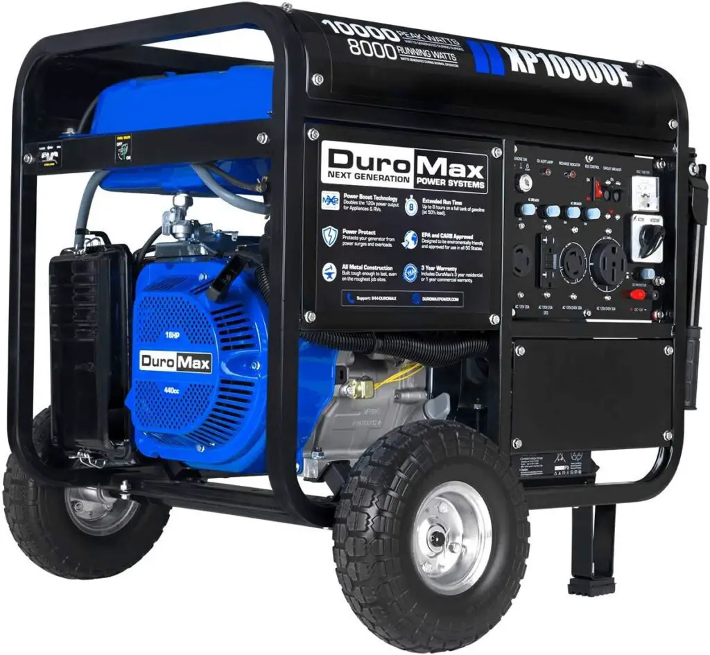 DuroMax XP10000E Gas Powered Portable Generator-10000 Watt Electric Start-Home Back Up & RV Ready