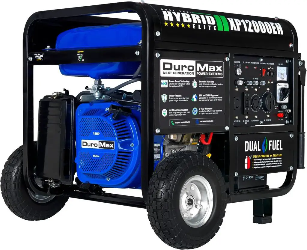 DuroMax XP12000EH Generator-12000 Watt Gas or Propane Powered Home Back Up & RV Ready