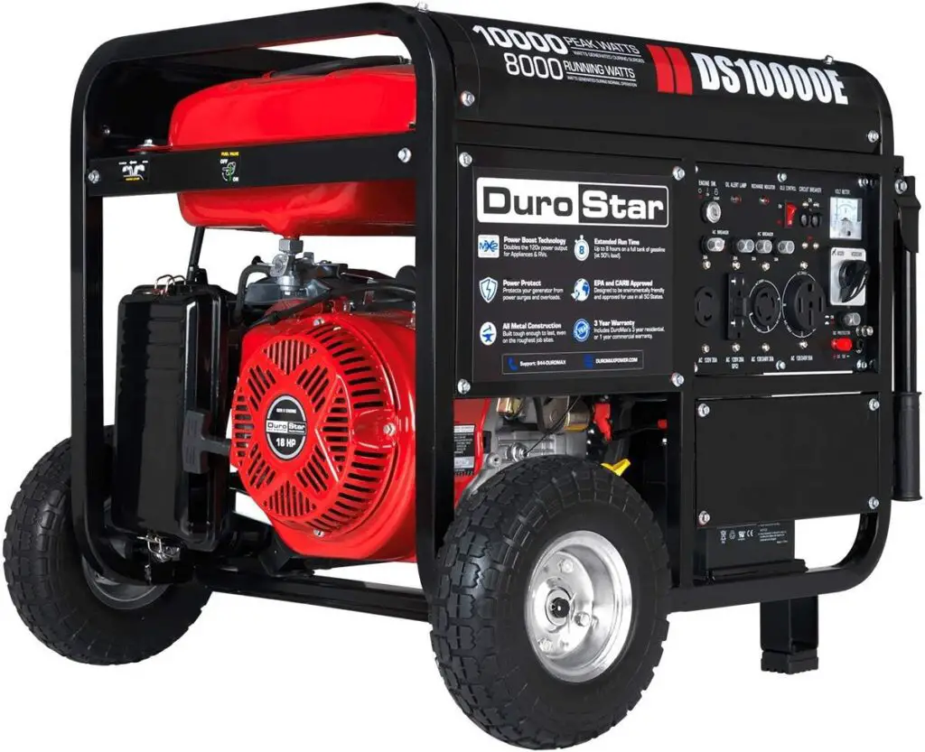 DuroStar DS10000E Gas Powered Portable Generator-10000 Watt Electric Start-Home Back