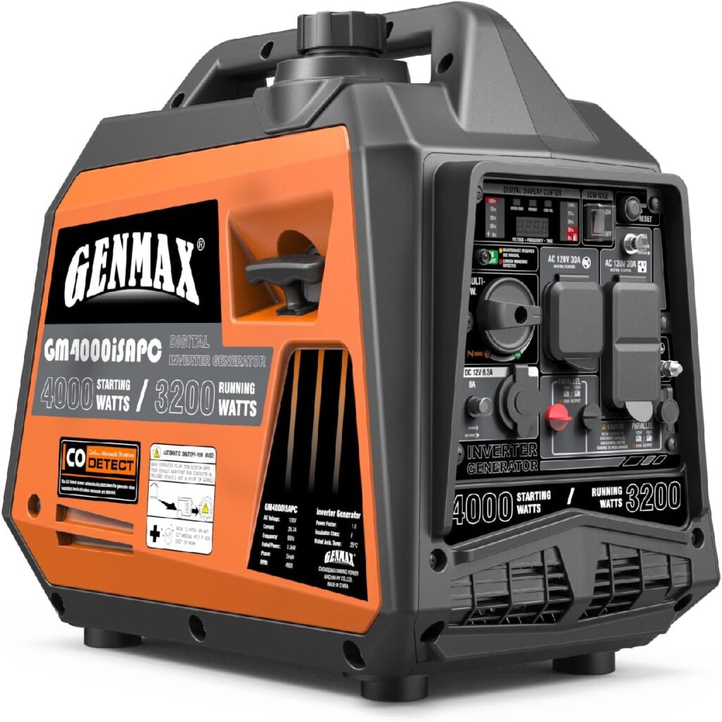 GENMAX Portable Inverter Generator,4000W ultra-quiet145cc Engine &Parallel and Series Ready