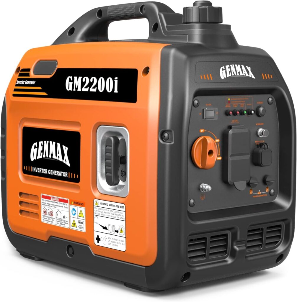 GENMAX Portable Inverter Generator，2200W Ultra-Quiet Gas Engine