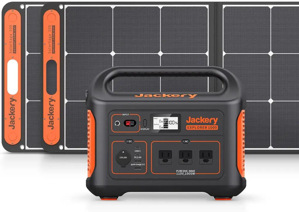 Jackery Solar Generator 1000, 1002Wh Capacity with 2xSolarSaga 100W Solar Panels