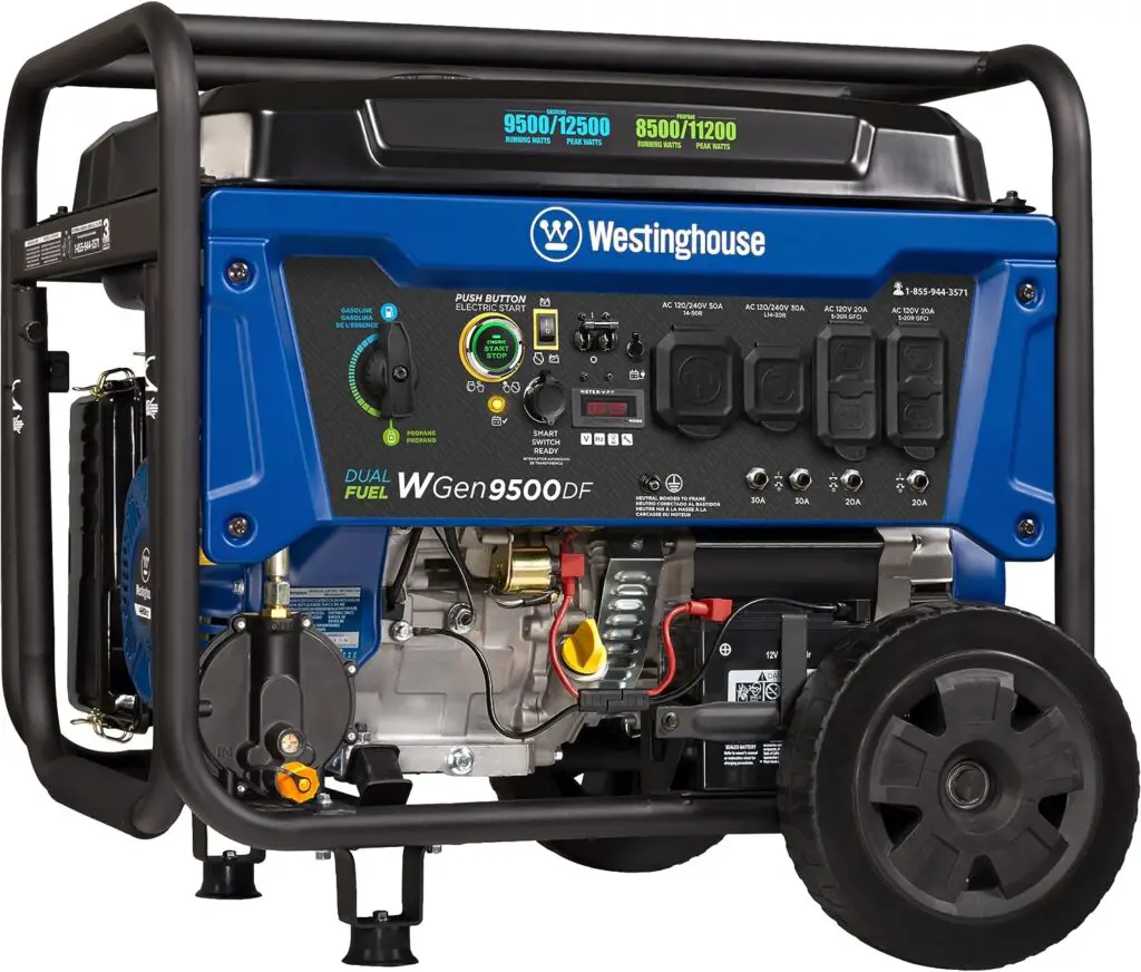 Westinghouse Outdoor Power Equipment 12500 Peak Watt Dual Fuel Home Backup Portable Generator, Remote Electric Start